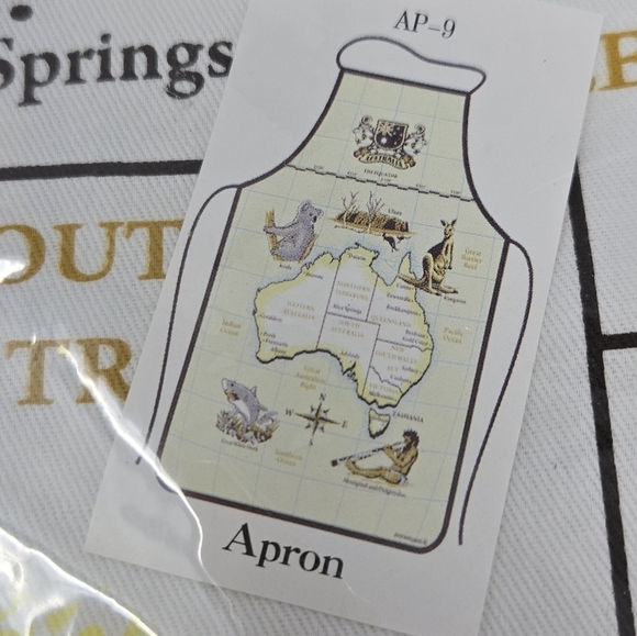 AUSTRALIA TRAVEL SOUVENIR LOT APRON DISH TOWEL MAP VINTAGE KITCHEN LINENS NEW - Picture 4 of 14